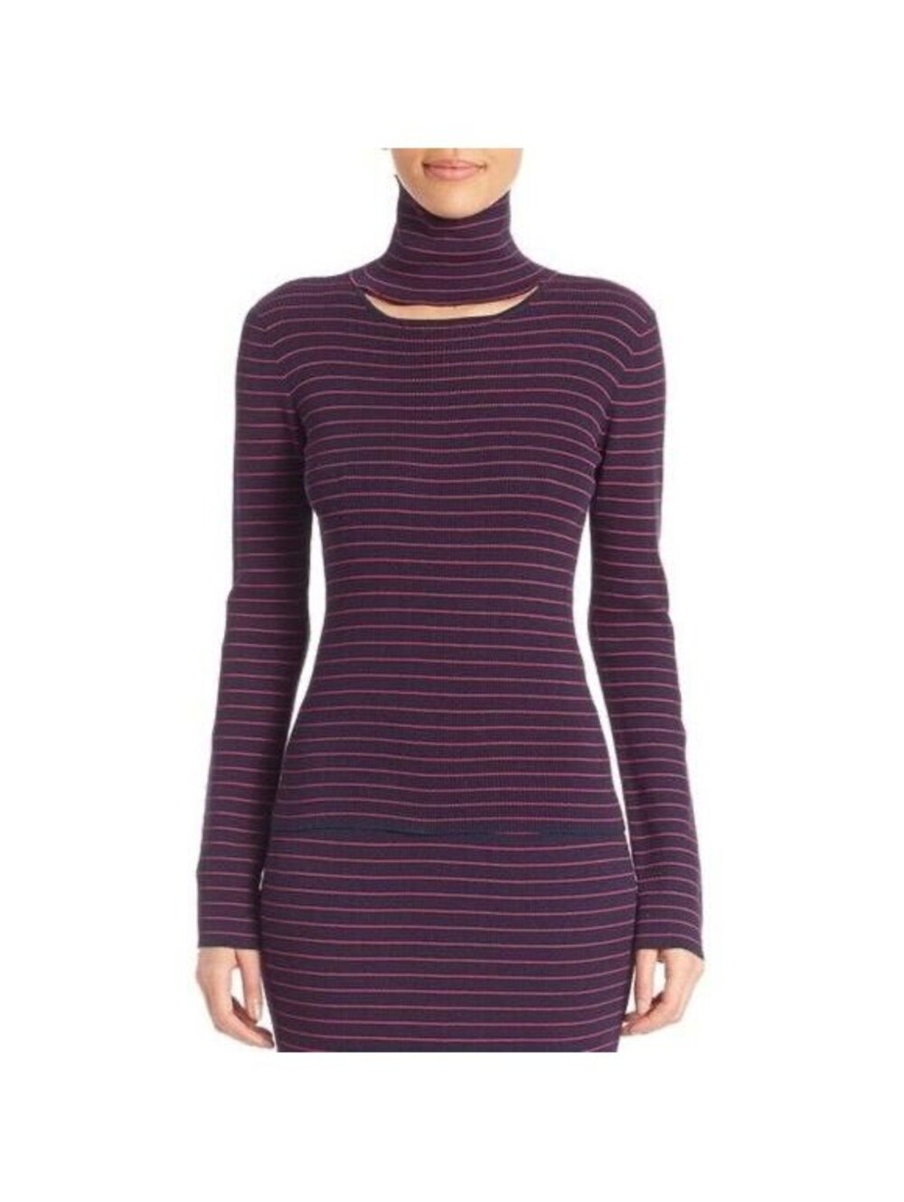 Tanya Taylor Lia Cutout Stripe Rib Knit Sweater S